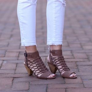 Vince Camuto leather strap sandals/wedge heels